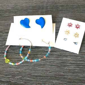 Pair of 3 sets of Earrings, Colorful